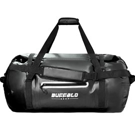 Buffalo Gear Dry Bag 80L Waterproof Duffle Bag Heavy Duty Travel Duffel Bag for Kayaking, Rafting, Boating, Fishing,Camping, Black