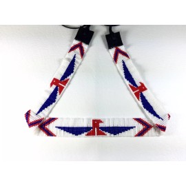 BEADSCORNER HANDMADE BEADED RED BLUE WHITE PATRIOTIC HATBAND NATIVE STYLE  BEAD WORK H54/1