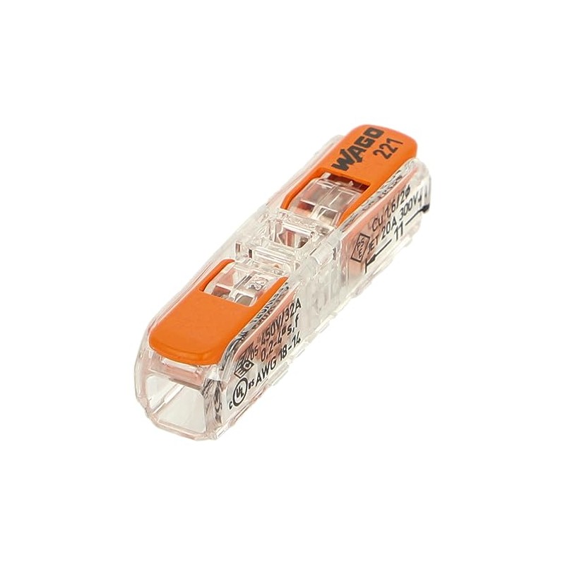 WAGO 221-2411 Inline Splicing Connectors 2-Conductor AWG 20-14 Gauge -