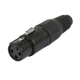 Monoprice 3-Pin Female DMX Connector - Black, Anodized Aluminum With A Plastic Cap, Rubber Strain Relief Boot, and Lock Release Button