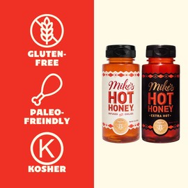 Mike's Hot Honey, Original & Extra Hot, America's #1 Spicy Honey with Chili Peppers, Gluten-Free, Paleo-Friendly, (10oz Bottle, 2 Pack)