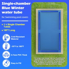 1 Pack 0.7mm Thicker Pool Cover Water Bags, 10FT Blue Winter Water Tube for Inground Swimming Pool Winter Cover, Single Chamber Pool Cover Water Tubes, Three-Layer Composite Material