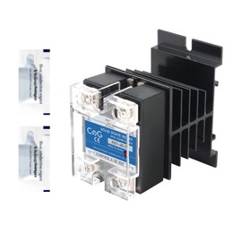 CGELE Solid State Relay SSR-25DA with Heat Sink DC to AC Input 3-32VDC To Output 24-480VAC 25A Single Phase Plastic Cover