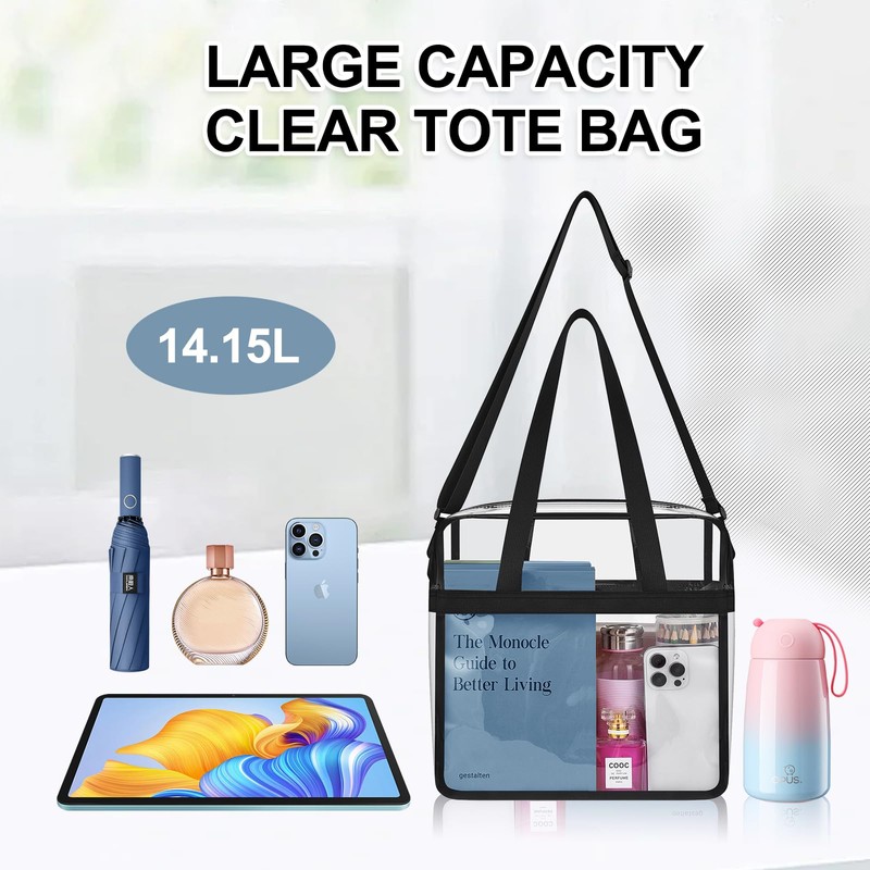 Clear Tote Bag for Stadium Events 12×6×12 Clear Crossbody Bag