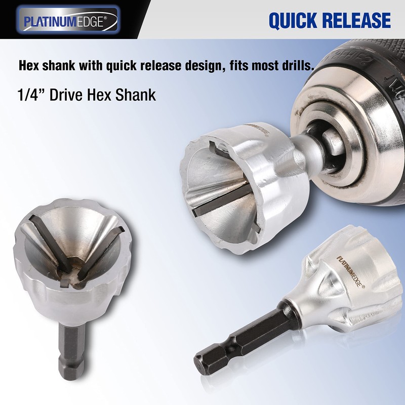 PLATINUMEDGE Deburring External Chamfer Tool, YG8 Carbide Blade, Deburring Drill