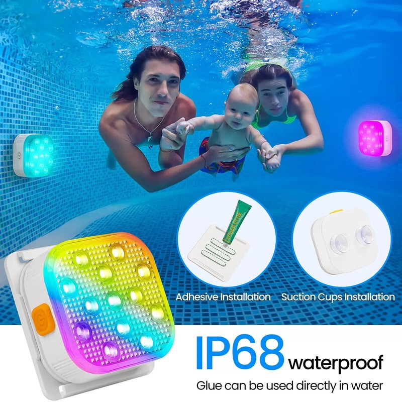 Leedpart Pool Lights Rechargeable Submersible LED with Remote IP68 Waterproof16