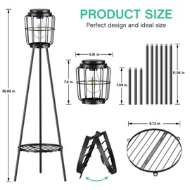 MXwcy 2 Pack Solar Lights Outdoor with Plant Stands, Solar Floor Lamp with LED Edison Bulbs for Garden Yard Pathway Driveway Front/Back Porch Decoration