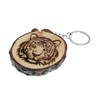 Generico Key Ring Made of Natural Wood with Tiger Design