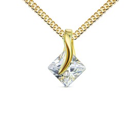 Women's Pendant 333 Gold 8 Carat with Zirconia Stone in Elegant Design, With chain: length 55 cm, Cubic Zirconia