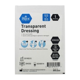 Medpride Transparent Film Wound Dressing- 6 inches by 8 inches, 10 Pack- 3 Steps Application, Adhesive, Sterile, Individually Packed, Semi-Permeable-for Minor Wounds, Burns, Traumas, Road-Rash