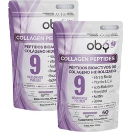 OBY Colágeno Hidrolizado, Resveratrol Ácido Hialurónico Polvo 50 porciones