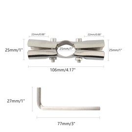 AUXBC 2Pcs OD 1"(25MM) Joint Pipe Clamp, Structural Pipe Connector 3 Way Joint Pipe Fitting, Stainless Steel End Clamps for Panel Pipe Clamps Chain Link Fence Parts, Silver