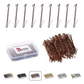 Biribila Bobby Pins – 5cm Long Hair Pins for Women, Hair Slides with Storage Box – Thicker & Strong Hair Grips, Kirby Grips for All Hair Types (Brown, 300)