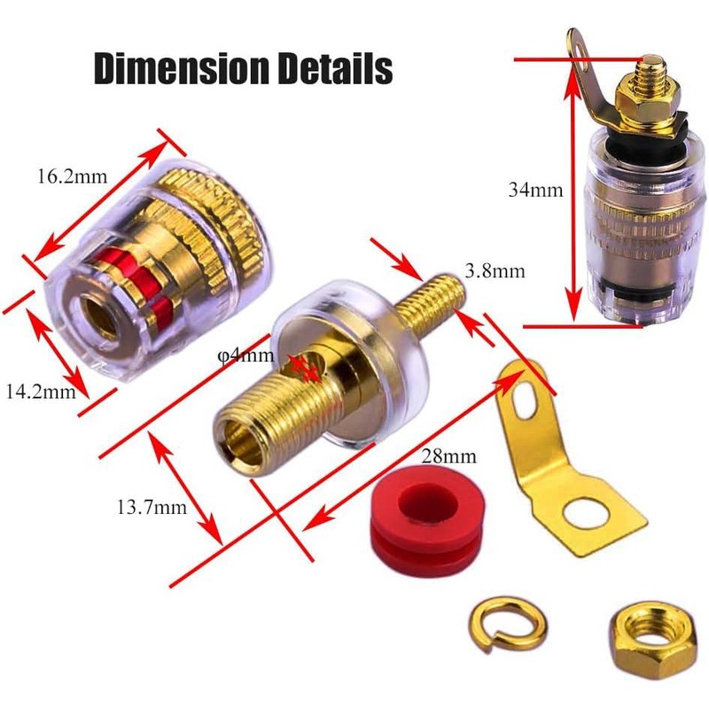RUNCCI-YUN 8PCS Speaker Terminal Binding Post Banana Plug Socket Connector