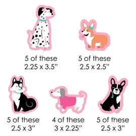 Pawty Like a Puppy Girl - Paper Straw Decor - Pink Dog Baby Shower or Birthday Party Striped Decorative Straws - Set of 24