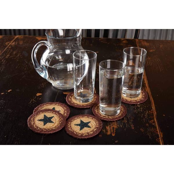 VHC Brands Potomac Star Textured Jute Primitive Tabletop Kitchen Stenciled