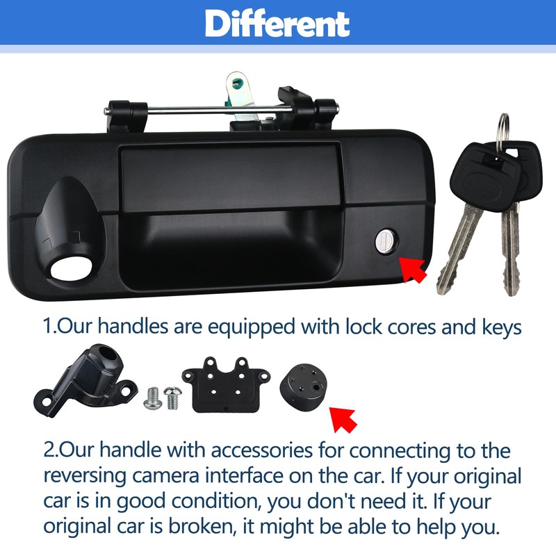 Osompar Tailgate Handle with Rear Camera Hole Key Lock Cylinder