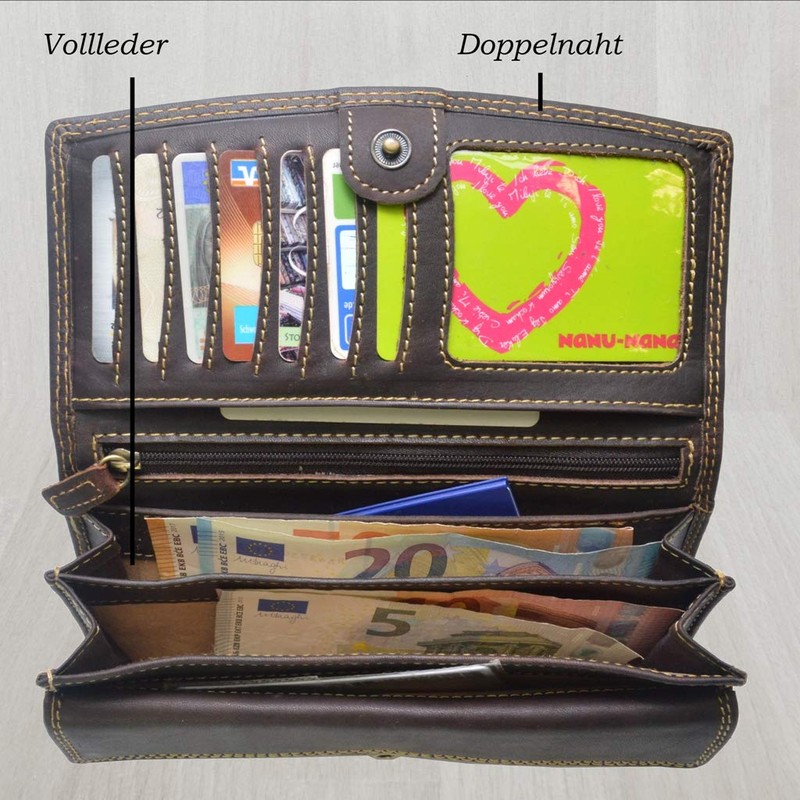 flevado RFID Protection Large Leather Women's Wallet Vintage with Eagle