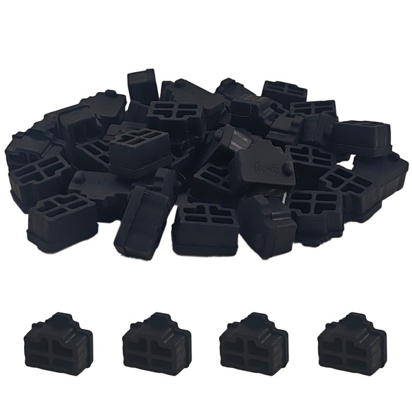 PDETVEO 40PCS RJ45 Port Covers, Silicone Ethernet Dust Protector Caps