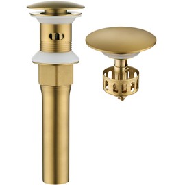 KAIYING Pop Up Drain, Bathroom Sink Drain Stopper with Overflow, Vessel Sink Drain Assembly with Detachable Basket Stopper, Anti-Explosion and Anti-Clogging Drain Strainer (Brushed Brass)