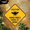Caution Honeybees Hard At Work 12" x 12" Tin Road