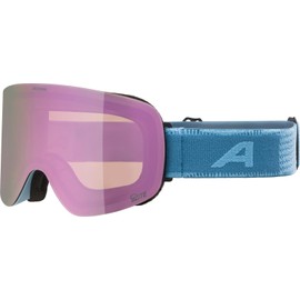 ALPINA PENKEN Q-LITE Mirrored, Contrast Enhancing & Polarised OTG Ski Goggles with 100% UV Protection for Adults, Smoke-Blue, Matt, One Size