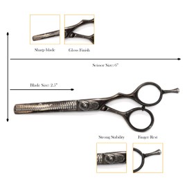 Élan Bare Professional Hair Thinning Scissors, Japanese J2 Stainless Steel, Ergonomic Design with Finger Rest, Adjustable Tension, Silent Operation