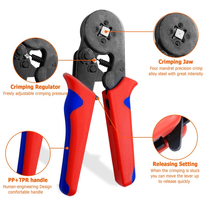 SENLINLIN Crimping Plier Set, 0.5-10mm² Ferrule Crimper Tool with 1800