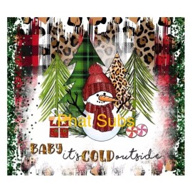 Unbranded 20oz Sublimation Tumbler Wrap Baby It’s Cold Outside Ready To Press Transfer