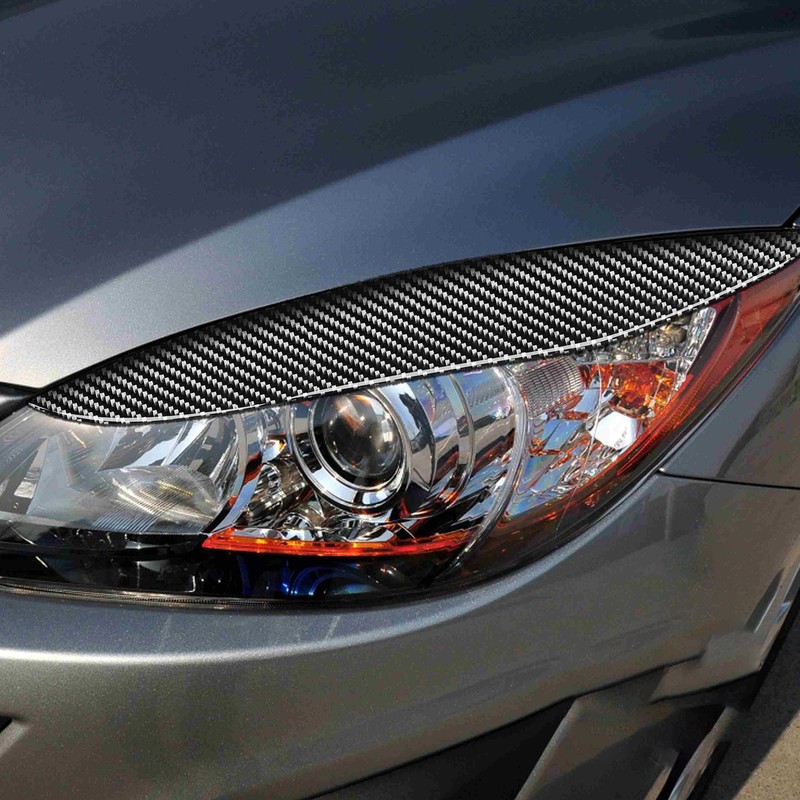2pcs Carbon Fiber Headlight Eyebrow Eyelid Cover Wear Resistant Fit