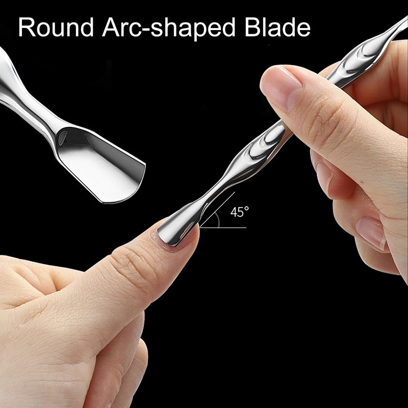 EUZUXU Cuticle Pusher Stainless Steel, 2-in-1 Cuticle Trimmer Nail Care