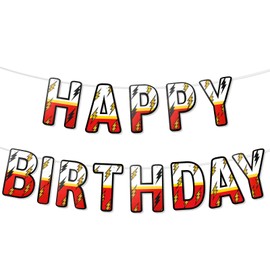 Cartoon Lightning Birthday Banner, Cartoon Flash Happy Birthday Banner Letters Garland Sign for Kids Party Decorations Wall Door Window Hanging Bunting