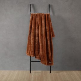 Kenneth Cole Faux Fur Throw Blanket Luxuriously Soft Bedding with Micromink Reverse, Cozy Home Decor, 50 x 60, Orange