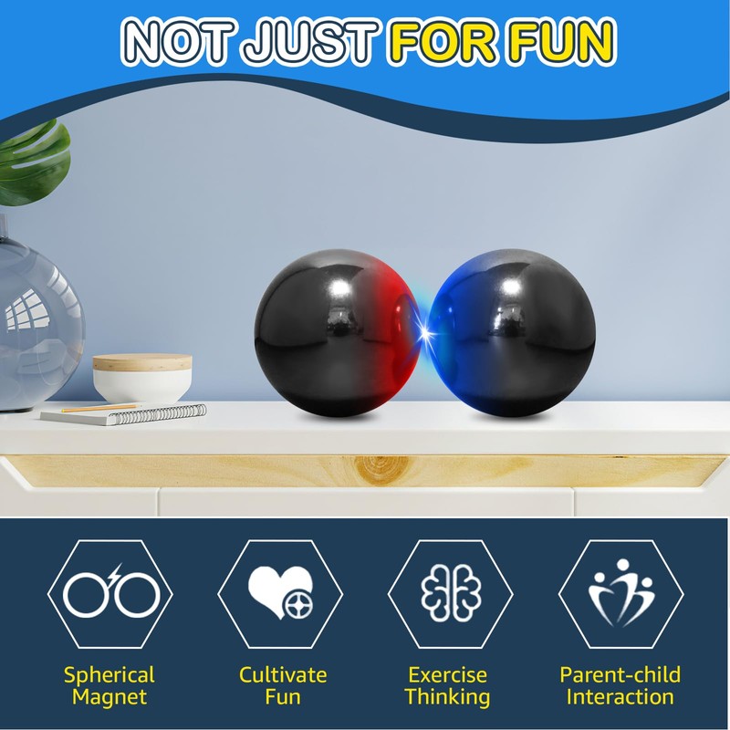Wzone 3cm Balls Ferrite Magnet, 4 Pack Magnetic Balls Stress