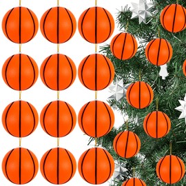 12Pcs Christmas Basketball Omaments for Christmas Tree Decorations, 2.6 Inch Christmas Tree Ball Hanging Sports Ornament Decor