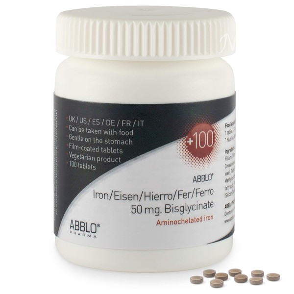 50mg. Iron BISGLYCINATE (100 Units) ABBLO is Gentle on The Stomach & Can be Taken with Food