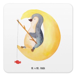 Mr. & Mrs. Panda 6er Set Untersetzer Set Pinguin Mond - Geschenk, erschöpft, Süßigkeiten, Einschlafen, Tassenuntersetzer, Angel, Gästezimmer,