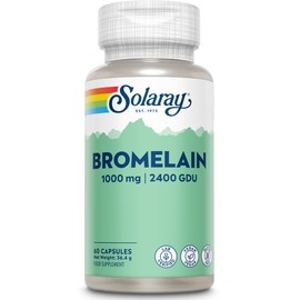 Bromelain Supplement 1000mg 2500 GDU/g - 60 High Strength Vegan Capsules - Enzyme Nutritional Supplements - Naturally Derived Enzyme from Pineapple - Non GMO & Lab Verified - Solaray