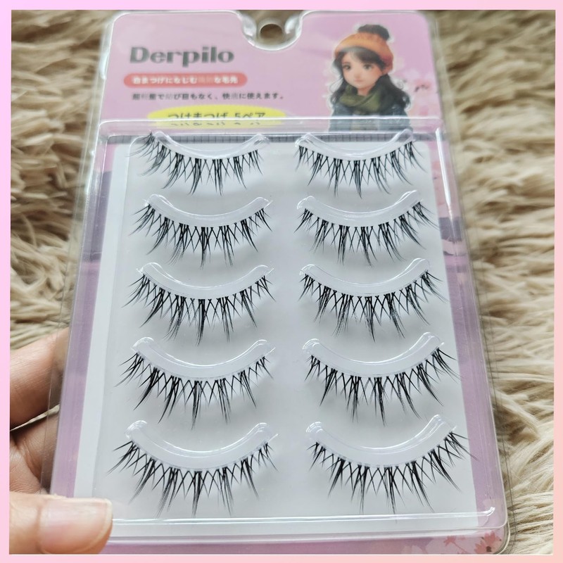 Derpilo False Eyelashes, 5 Pairs, Natural Eyelashes, Eye Lashes, Short