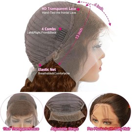 RXY Natural Brazilian Wig 13x4 Wavy Light Brown #4 Human Hair 180 Density Human Hair HD Lace Front Peruvian Natural Light Brown 26 Inch for Women