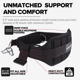 LARA STAR Belt for Belt Squats & Dip Belt, Weight Lifting Belt, Powerlifting Back Support, Padded Hip & Thigh