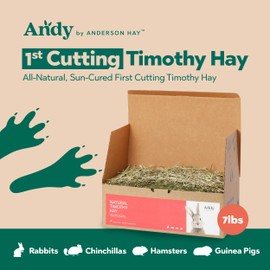 Andy 1st Cut Timothy Hay, Premium Rabbit Food, 7 lb Box, Guinea Pig, Hamster, & Bunny Hay, Superior Nutrition Small Animal Food, for Rabbits, Chinchillas, and Guinea Pigs