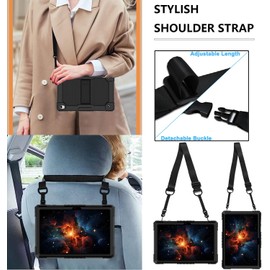 Doemoil Case for Onn. 10.1" Tablet Case (2024 Model / 100135925) Slim Heavy Duty Built in Stand Hard Back Shell Protective Case with Shoulder Strap for Onn. 10.1" Gen 4 2024 Tablet (Black/Black)