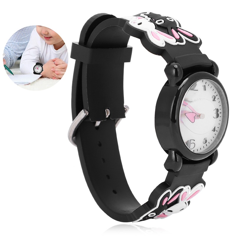Quartz Watch Rabbit Cartoon 3ATM Waterproof Silicone Strap Lovely for