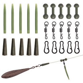 105pcs Carp Fishing Accessories Kit Helicopter Rigs Tackle with Anti-Tangle Sleeves Helicopter Beads Quick-Change Swivels Tail TubeTool Kit for Coarse Carp Fishing