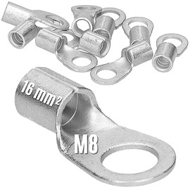 Pack of 10 Kalitec Q16-8 Crimping Cable Lug 16 mm² M8 I Uninsulated I Mandrel Pressing I For Multi-, Fine- and Fine-Strand Conductors I Cable Lug 16 mm² According to DIN 46234