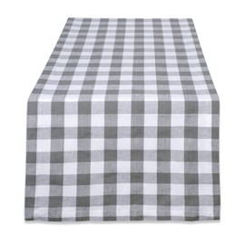 DII 100% Cotton, Machine Washable, Dinner, Everyday Use Table Runner, 14x72, Gray & White Check