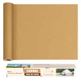 KING MOUNTAIN Canvas Iron on Patch,12"×60",Waterproof 100% Cotton Fabric Repair Patch,Used for Various Sofa,Tent,Clothes,Seats,Suitcases (Light Brown,Waterproof)