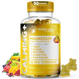 Magnesium Glycinate Gummies, 1000 mg - Magnesium Supplement to Support Relaxation, Heart Health - Chewable Calm Magnesio Gummies for Adults, Glicinato De Magnesio - Tropical Fruits Flavor