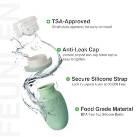 FEUNLEM 1oz Travel Bottles for Toiletries–4-Pack TSA Approved Silicone Leakproof with Secure Silicone Strap, Reusable Portable Travel Size Containers for Shampoo, Lotion, Gym, Airplane (Multi-Color)